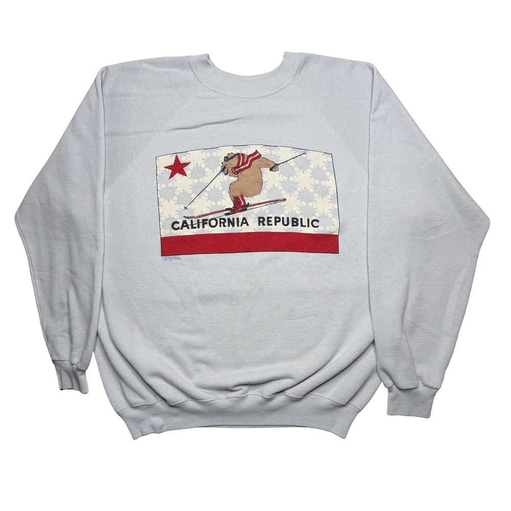 Vintage 90s California Republic bear skiing ski snow sweater